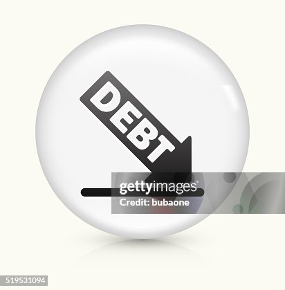 Debt icon on white round vector button Debt icon on white round vector button