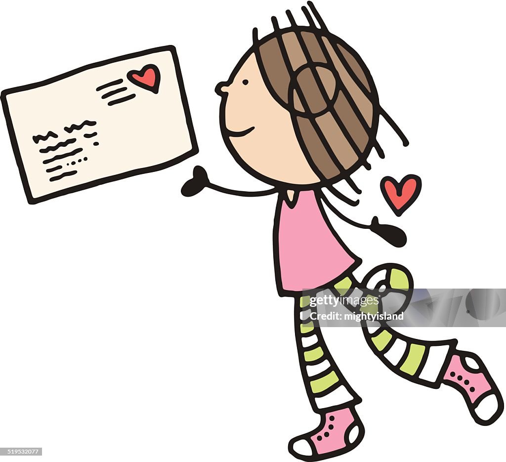 Transitional Writing Cartoon Cartoon Girl Writing A Letter