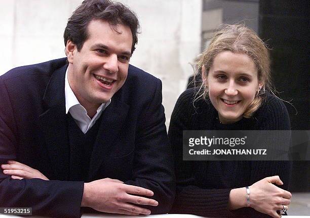 Co-Founders of the late holiday and flight company Lastminute.com Brent Hoberman and Martha Lane Fox are delighted early 14 March 2000 after their...