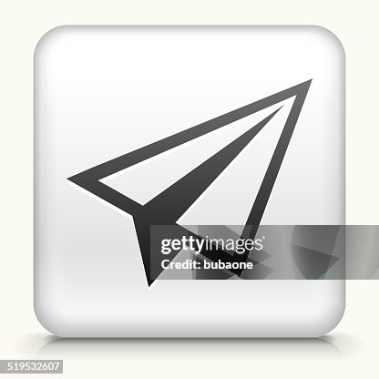 Paper Square Button Square Button With Paper Airplane Royalty Free Vector Art High-Res ...