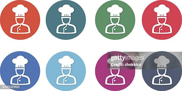 chef round icons - foodie stock illustrations