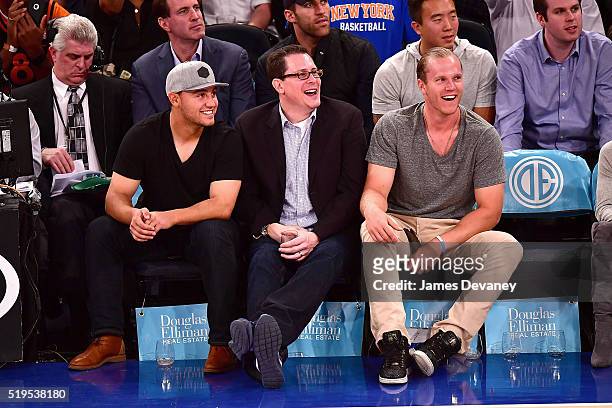 New York Mets players Michael Conforto and Noah Syndergaard attend the Charlotte Bobcats vs New York Knicks game at Madison Square Garden on April 6,...