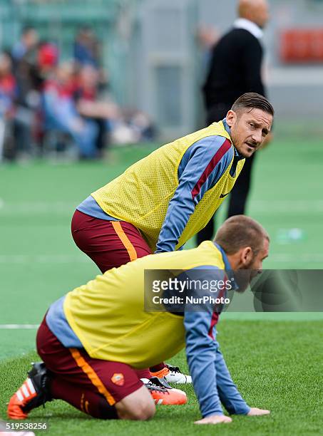 Francesco Totti, Daniele De Rossi, Luciano Spalletti during the Italian Serie A football match between S.S. Lazio and A.S. Roma at the Olympic...