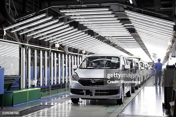 Daihatsu Motor Co. Vehicles go through the final inspection area on the production line of the Daihatsu Motor Kyushu Co. Oita plant in Nakatsu, Oita...