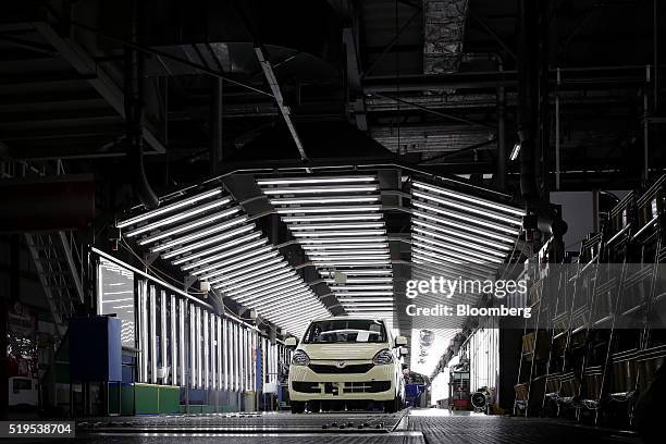 Daihatsu Motor Co. Vehicle sits in the final inspection area on the production line of the Daihatsu Motor Kyushu Co. Oita plant in Nakatsu, Oita...