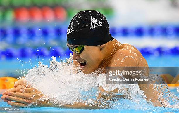 Kenneth To of Australia competes in the Men's 100 Metre Breaststroke during day one of the 2016 Hancock Prospecting Australian Swimming Championships...