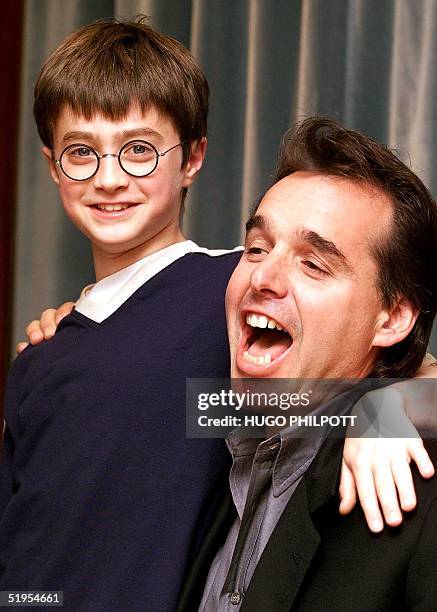 Daniel Radcliffe, the 11-year-old British star who has been picked out of thousands of hopefuls to star in the new Harry Potter movie poses with the...