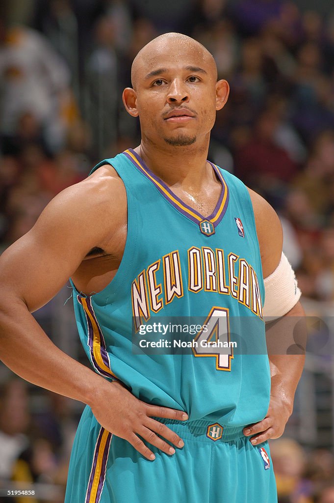 David Wesley Ryden David Wesley of the New Orleans Hornets looks on during the game ...
