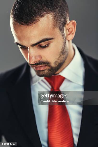 buisnessman portrait - red tie stock pictures, royalty-free photos & images