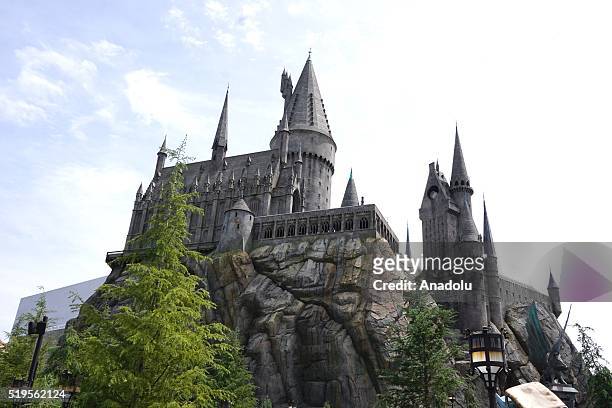 Hogwarts is seen in "Wizarding World of Harry Potter" theme park at Universal Studios Hollywood, in Los Angeles, USA on April 6, 2016.