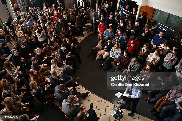 Prime Minister, David Cameron addresses students at Exeter University on April 7, 2016 in Exeter, England. The Government have announced that every...