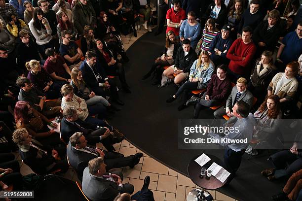 Prime Minister, David Cameron addresses students at Exeter University on April 7, 2016 in Exeter, England. The Government have announced that every...