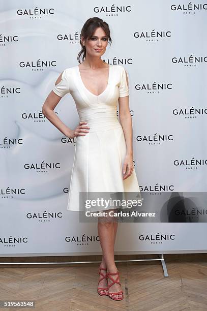 Spanish model Mar Saura presents "Galenic" new collection at the French Embassy on April 7, 2016 in Madrid, Spain.