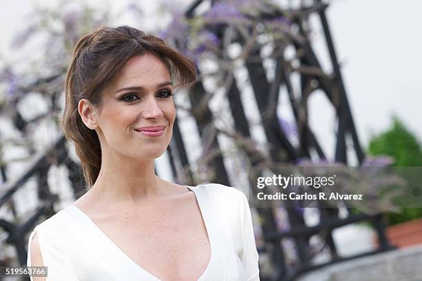 Spanish model Mar Saura presents "Galenic" new collection at the French Embassy on April 7, 2016 in Madrid, Spain.