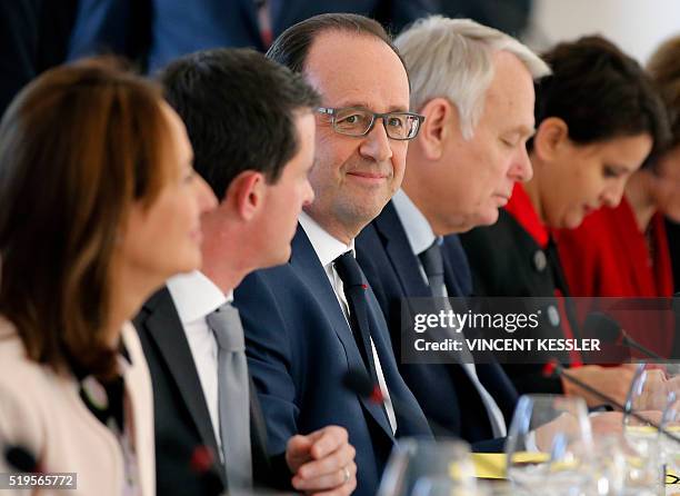 French President Francois Hollande , French Minister for Ecology, Sustainable Development and Energy Segolene Royal , French Prime Minister Manuel...