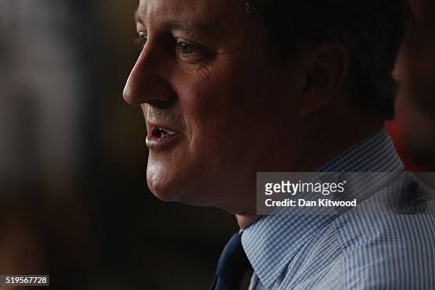 British Prime Minister David Cameron addresses students at Exeter University on April 7, 2016 in Exeter, England. The Government have announced that...
