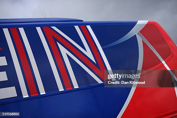 Exeter University students gather at the launch of the 'Brighter Future In' campaign bus at Exeter University on April 7, 2016 in Exeter, England....