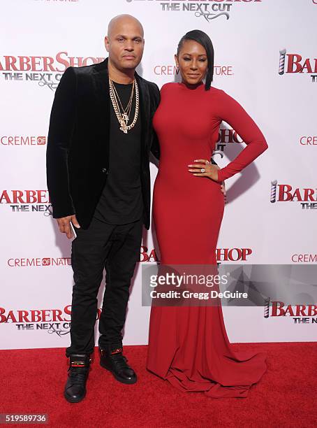Mel B and husband Stephen Belafonte arrive at the premiere of New Line Cinema's "Barbershop: The Next Cut" at TCL Chinese Theatre on April 6, 2016 in...