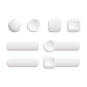 Vector  realistic Matted white color Web  buttons  symbol set is