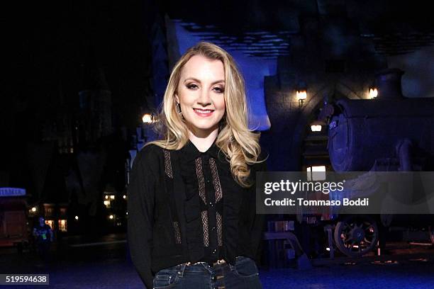 Actress Evanna Lynch attends the official opening of "The Wizarding World Of Harry Potter" At Universal Studios Hollywood on April 7, 2016 in...