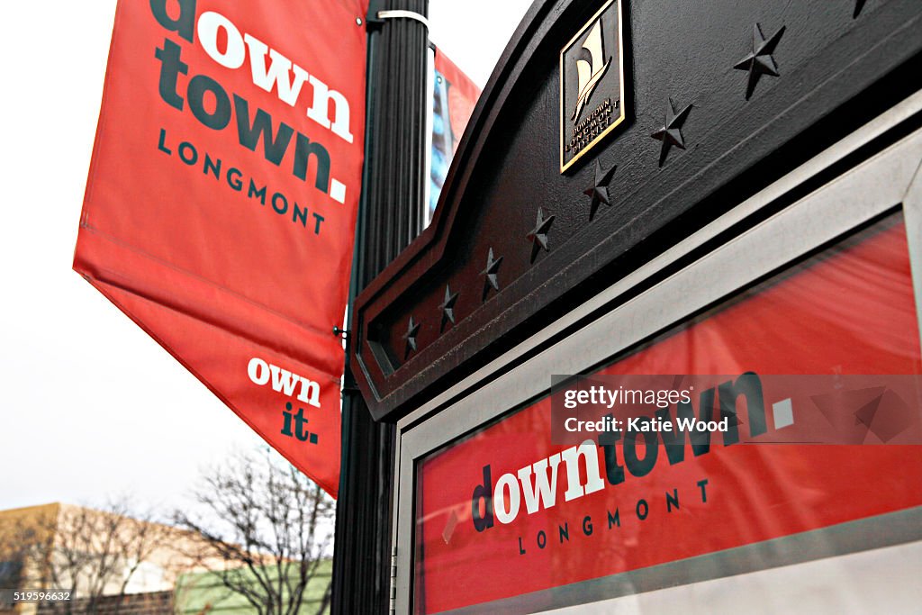 Longmont Lettering Downtown Longmont signs on Main Street in Longmont, Colorado on March ...