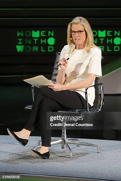 Journalist Katty Kay speaks onstage at Environmental Warriors during Tina Brown's 7th Annual Women In The World Summit at David H. Koch Theater at...