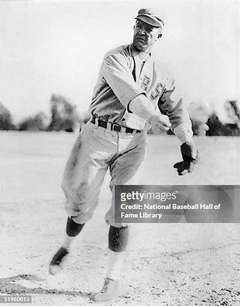 Grover Cleveland Alexander poses for an action portrait. Alexander played for the Philadelphia Phillies in 1911-17, the Chicago Cubs in 1918-26 and...