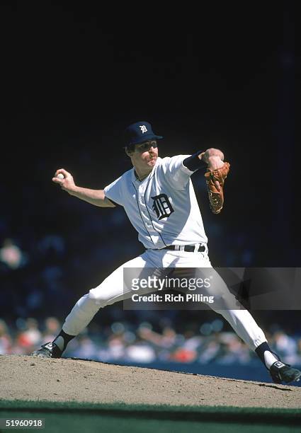 Jack Morris of the Detroit Tigers winds back to pitch during a 1984 season game. Jack Morris played for the Detroit Tigers from 1977-1990, Minnesota...