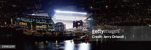 Elevated panoramic view of Heinz Field, as the Pittsburgh Steelers host the New York Jets on December 12, 2004 in the Pittsburgh, Pennsylvania....