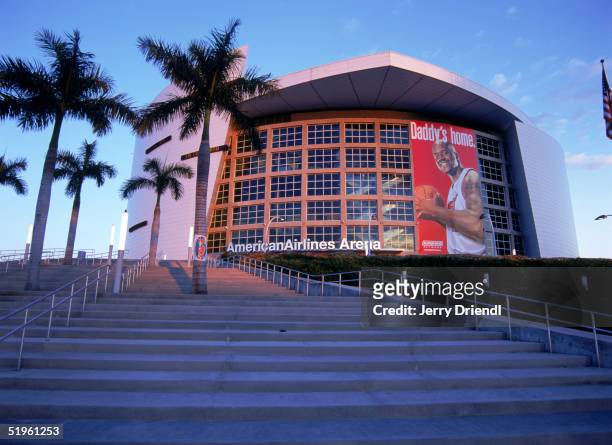 Exterior center view of American Airlines Arena on December 14, 2004 in Miami, Florida. American Airlines Arena is home of the NBA Miami Heat.