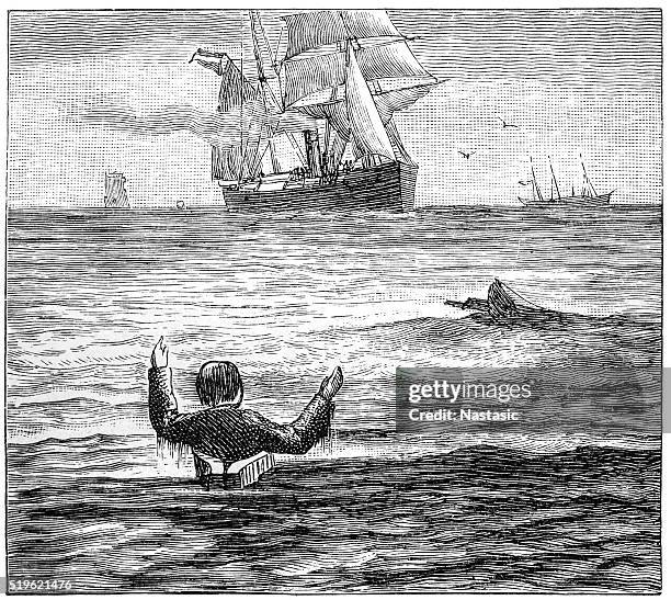 overboard with thomson buoy - sailing crew stock illustrations