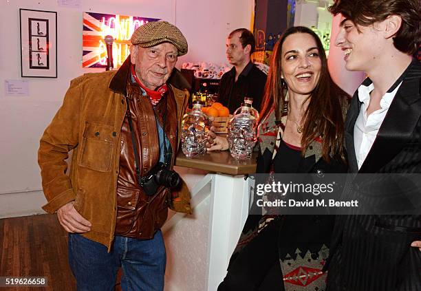 David Bailey, Catherine Bailey and Sascha Bailey attend a private view of "Fentoscope: Camera Shy" presented by Fenton Bailey and supported by...