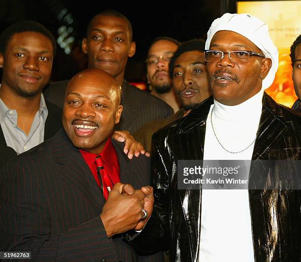 Coach Ken Carter and actor Samuel L. Jackson pose at the premiere of...  News Photo - Getty Images