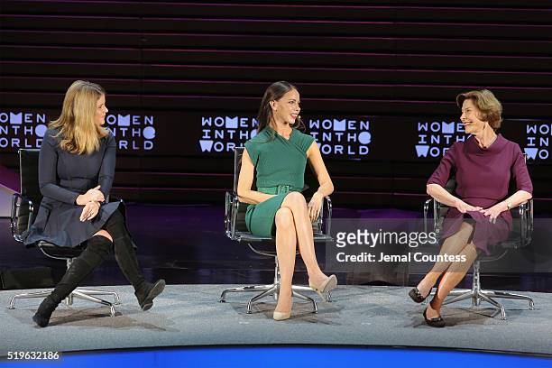 Jenna Bush Hager, Barbara Bush Jr. And former First Lady Laura Bush speak onstage at Mother/Daughter Dynasty: Two Generations of the Bush Family...