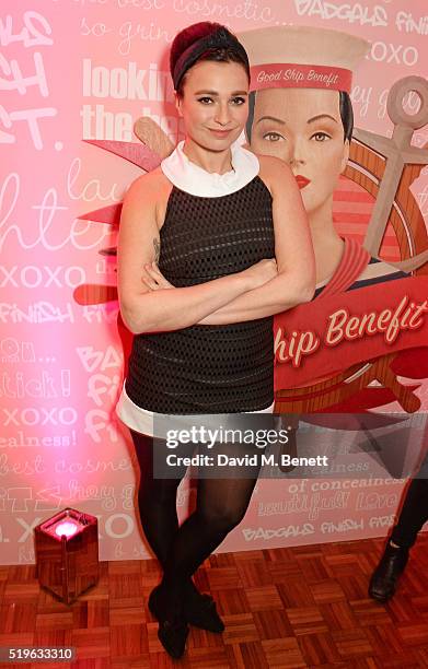 Gizzi Erskine attends the launch of 'Good Ship Benefit', a beauty and entertainment destination opening on the River Thames and run by Benefit...