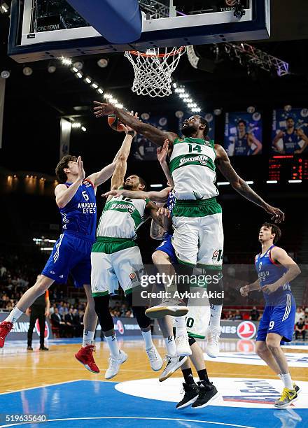 James Gist, #14 of Panathinaikos Athens in action during the 2015-2016 Turkish Airlines Euroleague Basketball Top 16 Round 14 game between Anadolu...