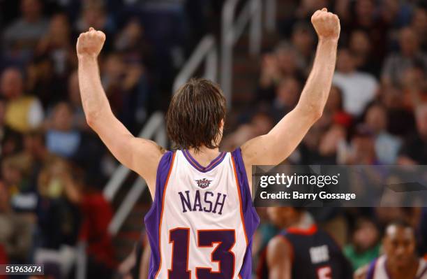 Steve Nash of the Phoenix Suns reacts against the Toronto Raptors on December 26, 2004 at America West Arena in Phoenix, Arizona. The Suns won...
