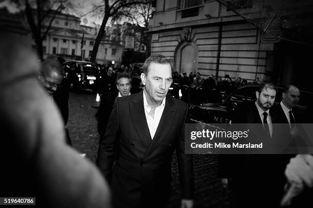 Kevin Costner arrives for the UK premiere of 'Criminal' at The Curzon Mayfair on April 7, 2016 in London, England.