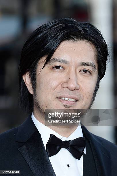 Kazuma Jinnouchi arrives for The British Academy Games Awards 2016 at Tobacco Dock on April 7, 2016 in London, England.