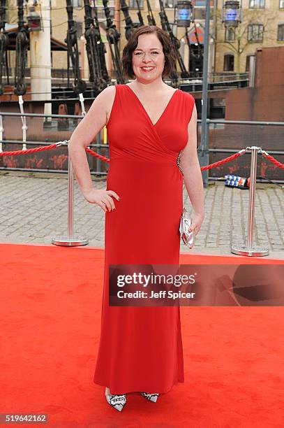 Jessica Curry arrives for The British Academy Games Awards 2016 at Tobacco Dock on April 7, 2016 in London, England.