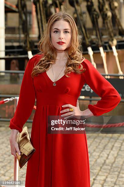 Alix Wilton Regan arrives for The British Academy Games Awards 2016 at Tobacco Dock on April 7, 2016 in London, England.