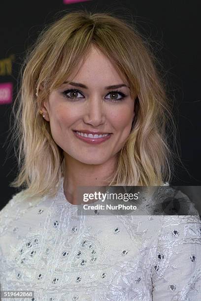 Models Alba Carrillo attends 'Xanthigen' presentation photocall in Madrid, Spain on April 7, 2016.