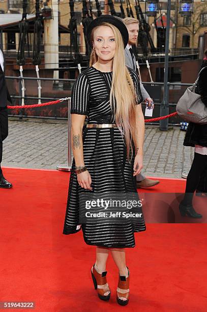 Julia Hardy arrives for The British Academy Games Awards 2016 at Tobacco Dock on April 7, 2016 in London, England.