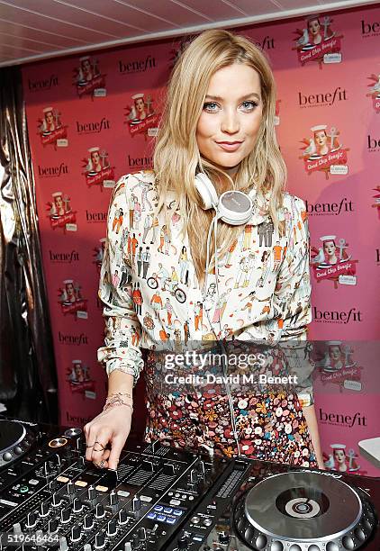 Laura Whitmore DJs at the launch of 'Good Ship Benefit', a beauty and entertainment destination opening on the River Thames and run by Benefit...