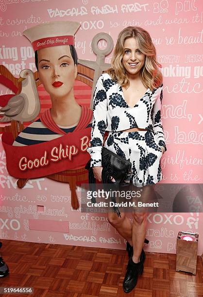 Olivia Cox attends the launch of 'Good Ship Benefit', a beauty and entertainment destination opening on the River Thames and run by Benefit...
