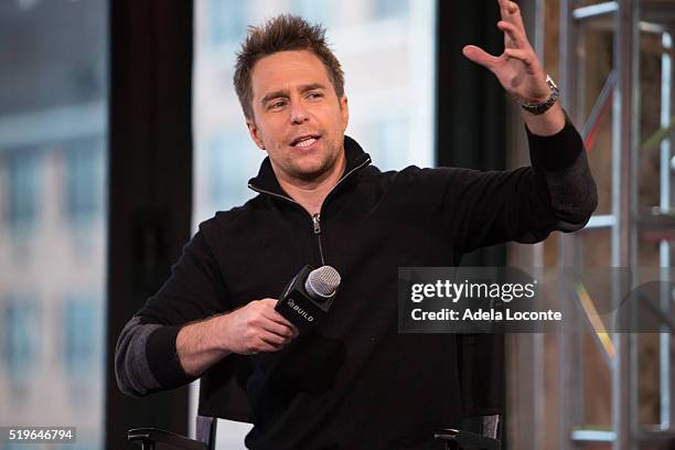 Sam Rockwell discusses "Mr. Right" at AOL Studios In New York on April 7, 2016 in New York City.