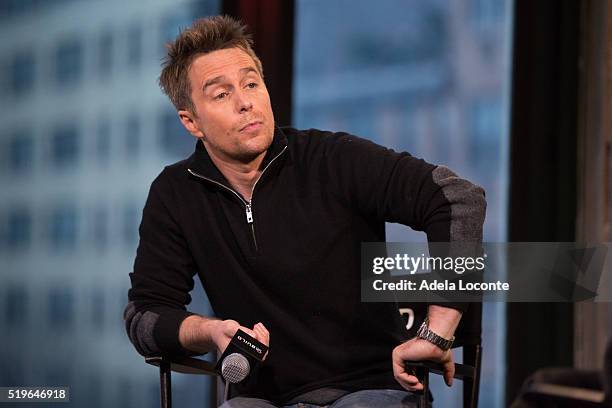 Sam Rockwell discusses "Mr. Right" at AOL Studios In New York on April 7, 2016 in New York City.