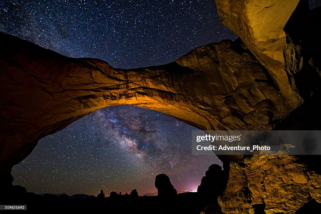 Double Arch Milky Way Galaxy Arches National Park Utah