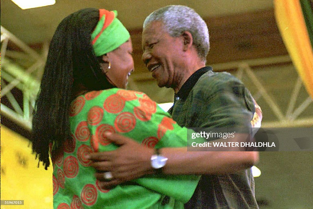 South African President Nelson Mandela (R) congrat