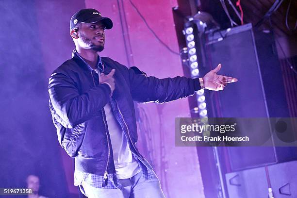 American singer Bryson Tiller performs live during a concert at the Astra on April 7, 2016 in Berlin, Germany.